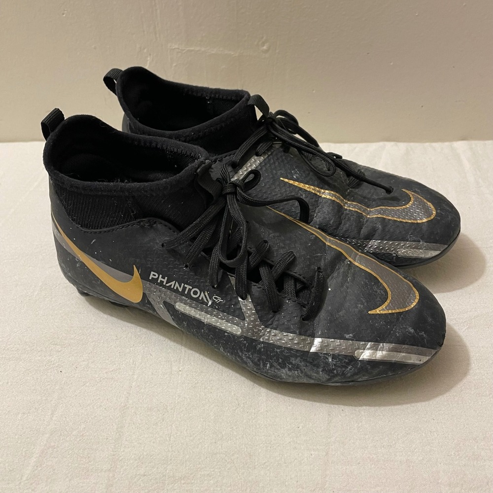 Nike Kids Black and Gold Phantom Soccer Cleats Sneakers
